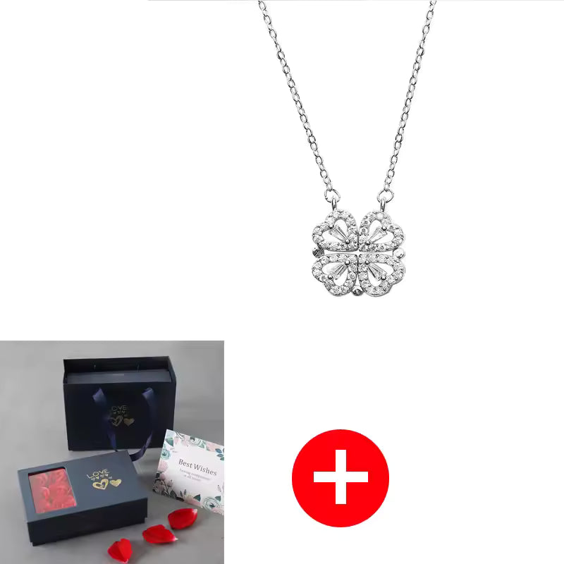 שרשרת התלתן הנצחית עם קופסת ורדים מבית Stefory